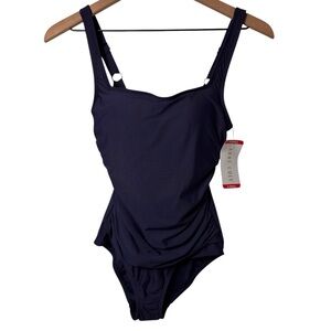 ANNE COLE X-SMALL NAVY WOMEN ONE PIECE SWIMSUIT BRAND NEW WITH TAGS UPF50